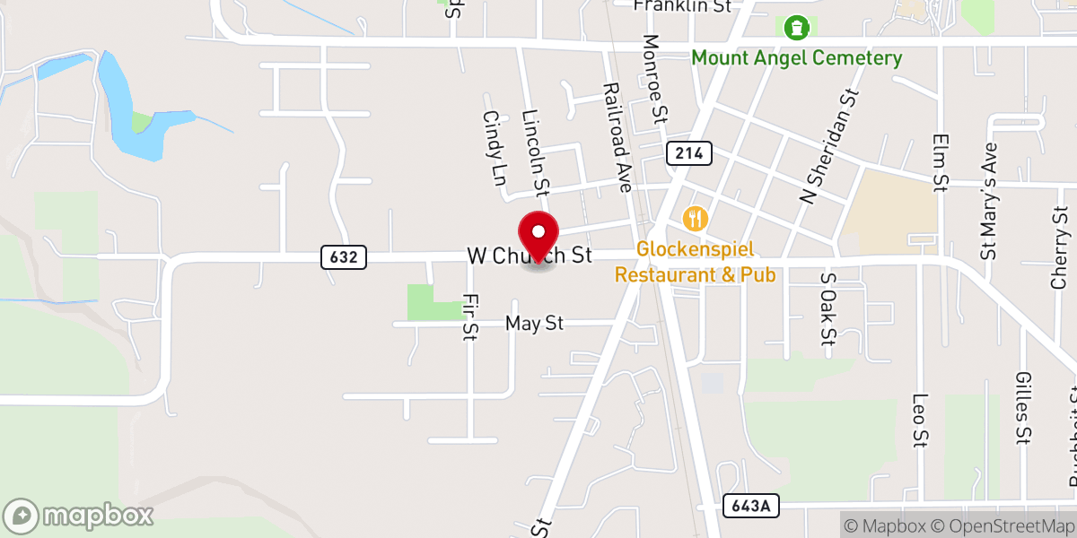 Map showing location of Mt Angel Developmental