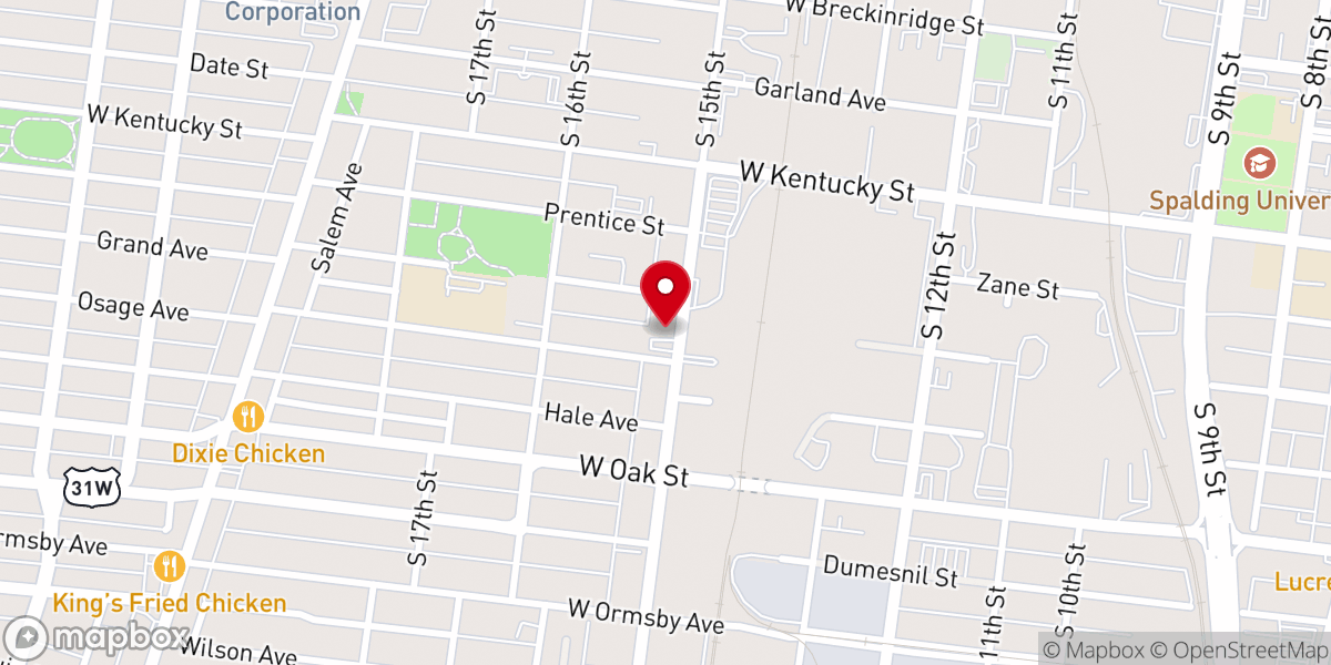 Map showing location of Church of God Sanctified Church