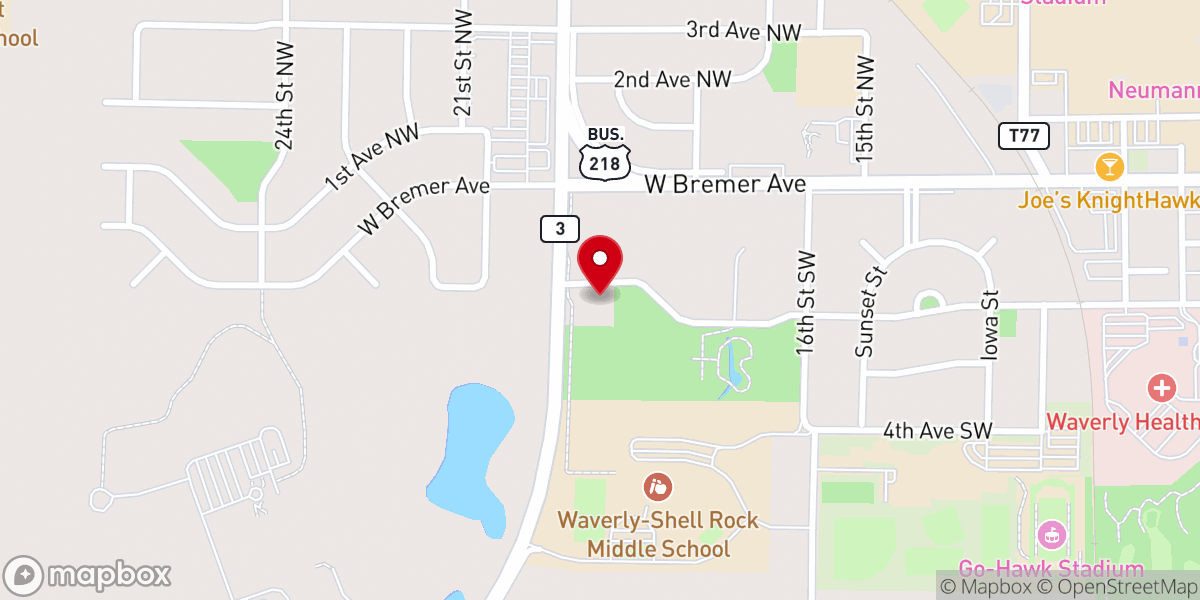 Map showing location of Northeastern Iowa Synod office location
