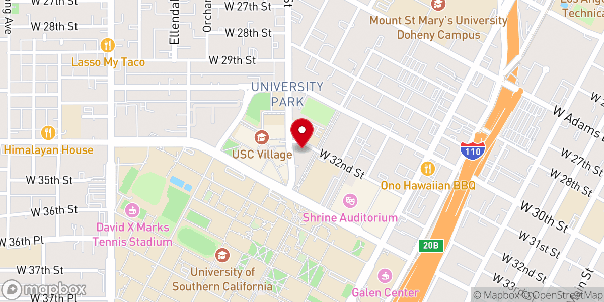 Map showing location of Our Savior Parish & USC Caruso Catholic Center