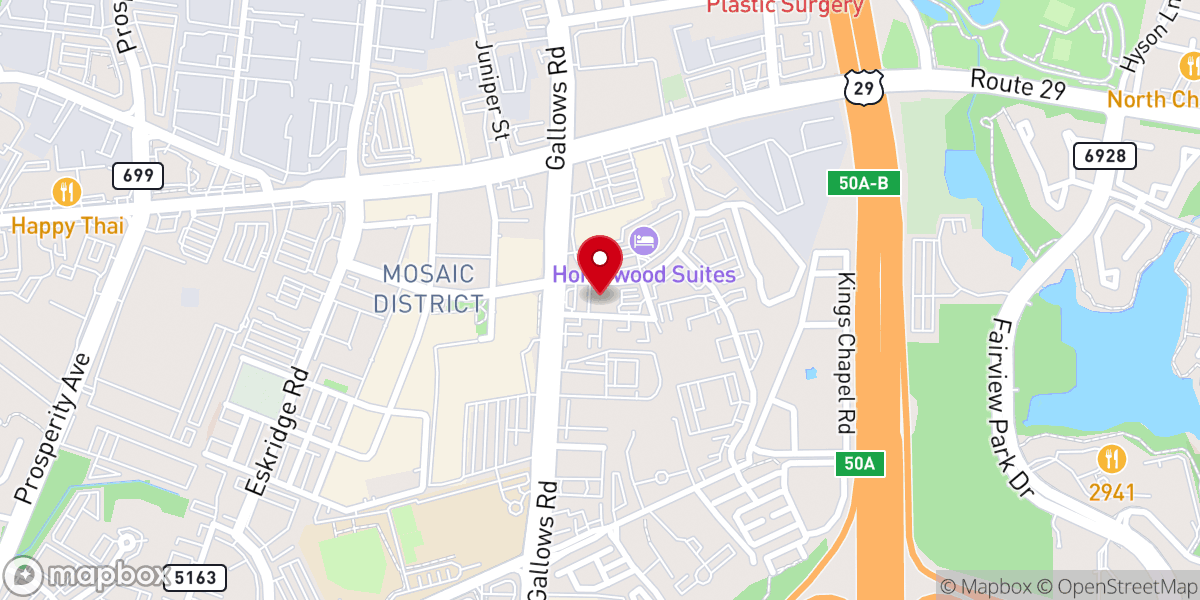 Map showing location of First Baptist Church of Merrifield