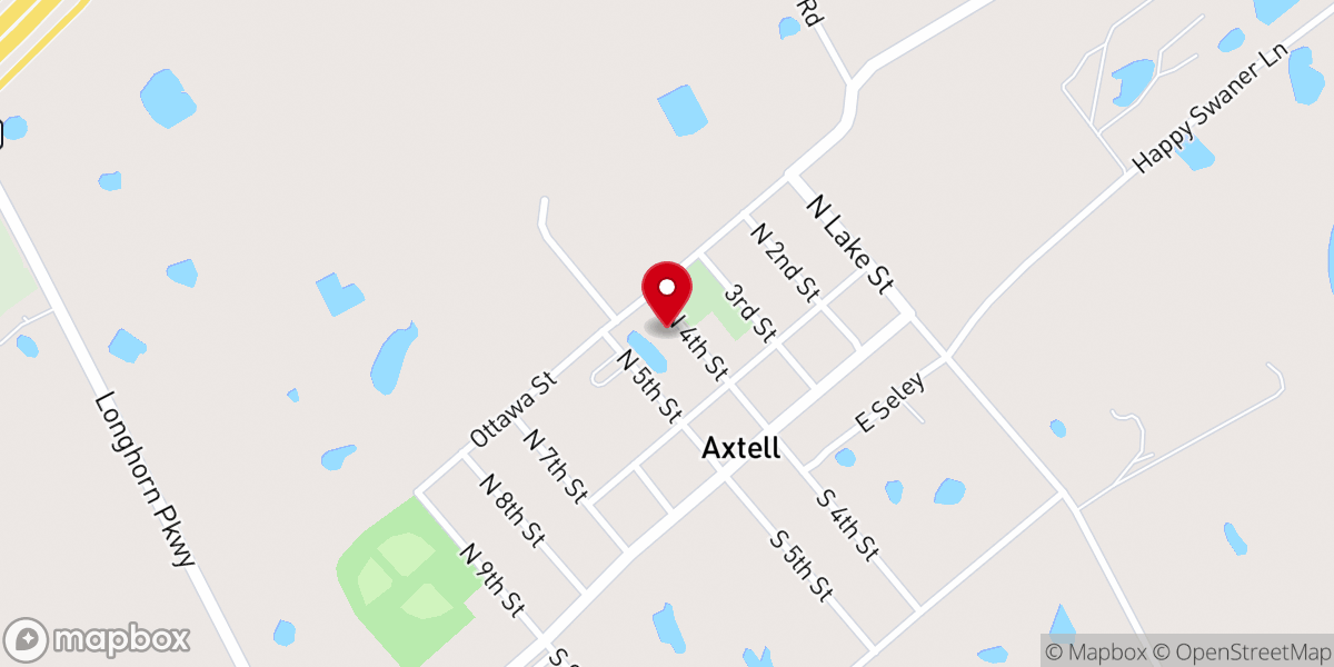 Map showing location of Axtell Baptist Church