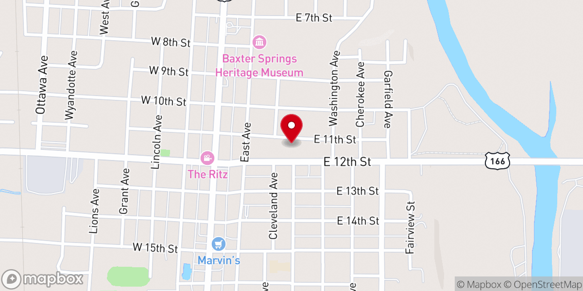 Map showing location of Derfelt's Baxter Chapel