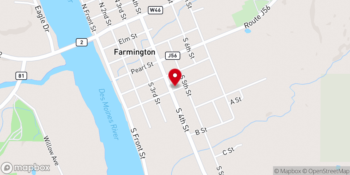 Map showing location of Farmington Methodist Church