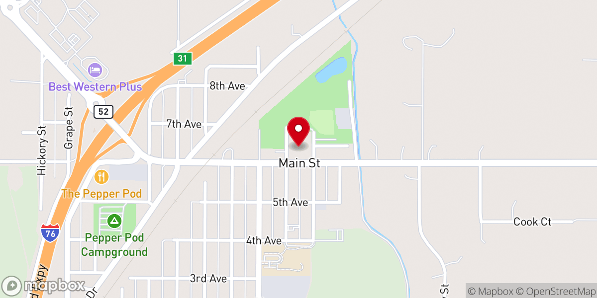 Map showing location of First Baptist Church of Hudson