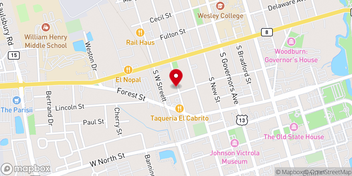 Map showing location of Bible Way Temple C.O.G.I.C