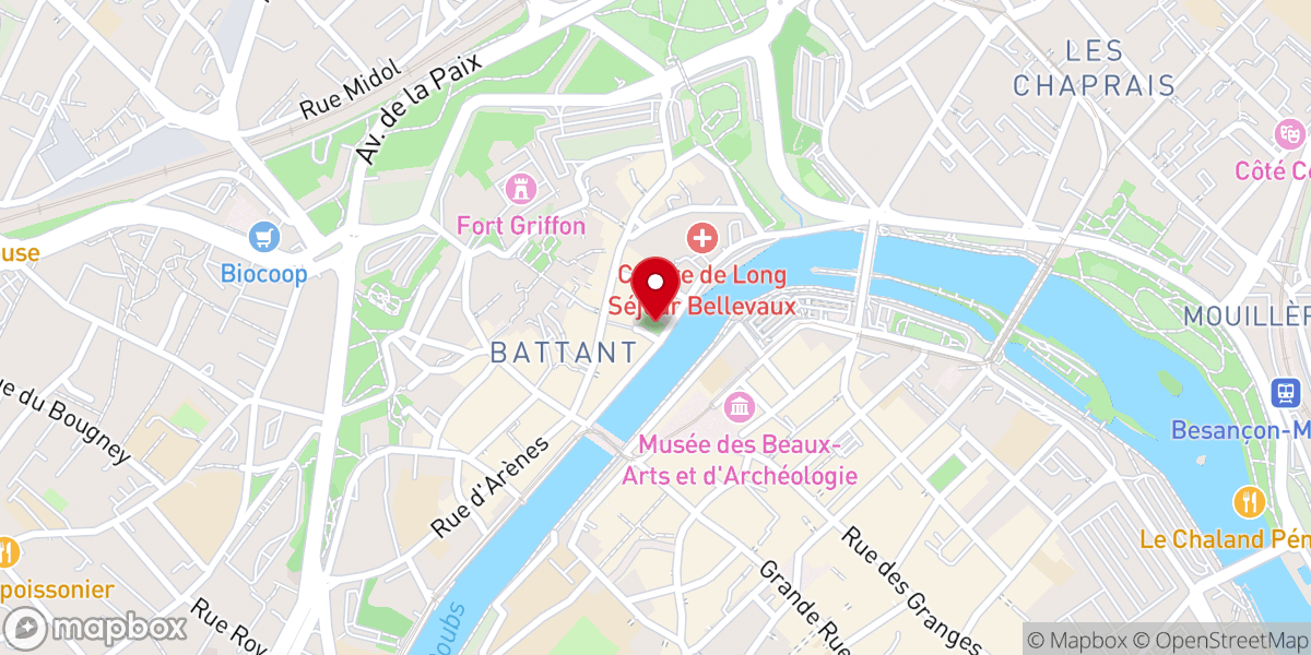 Map showing location of Synagogue de Besançon