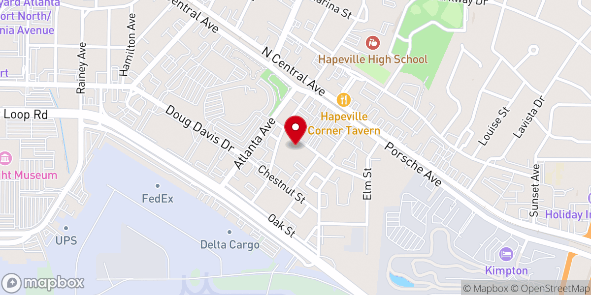 Map showing location of Hapeville First Baptist Church