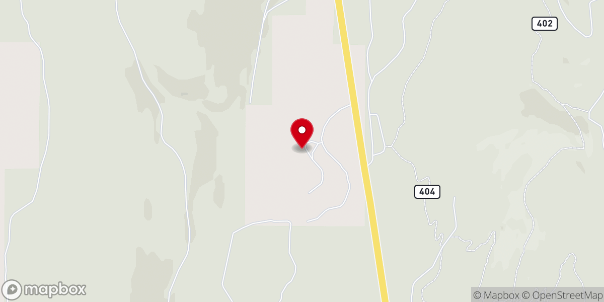 Map showing location of Bear Creek Lodge