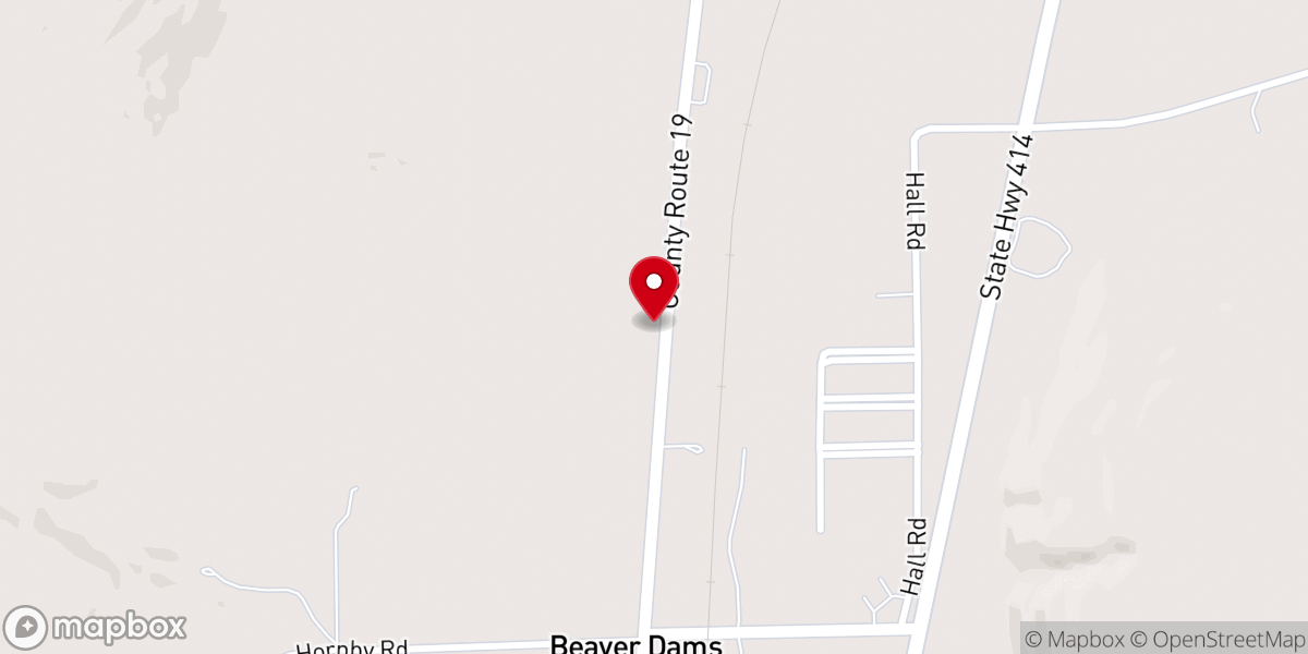 Map showing location of Beaver Dams United Methodist Church