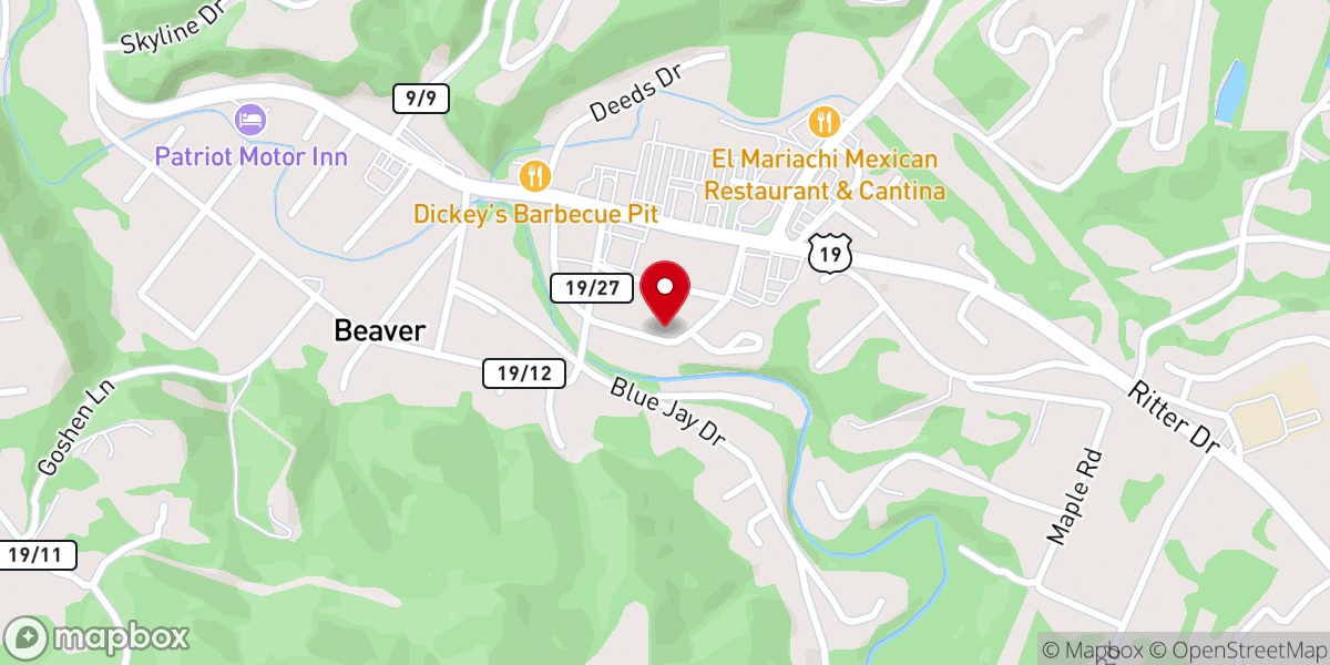 Map showing location of Beaver First Baptist Church