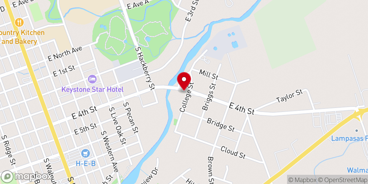 Map showing location of Lampasas Mission Food Pantry