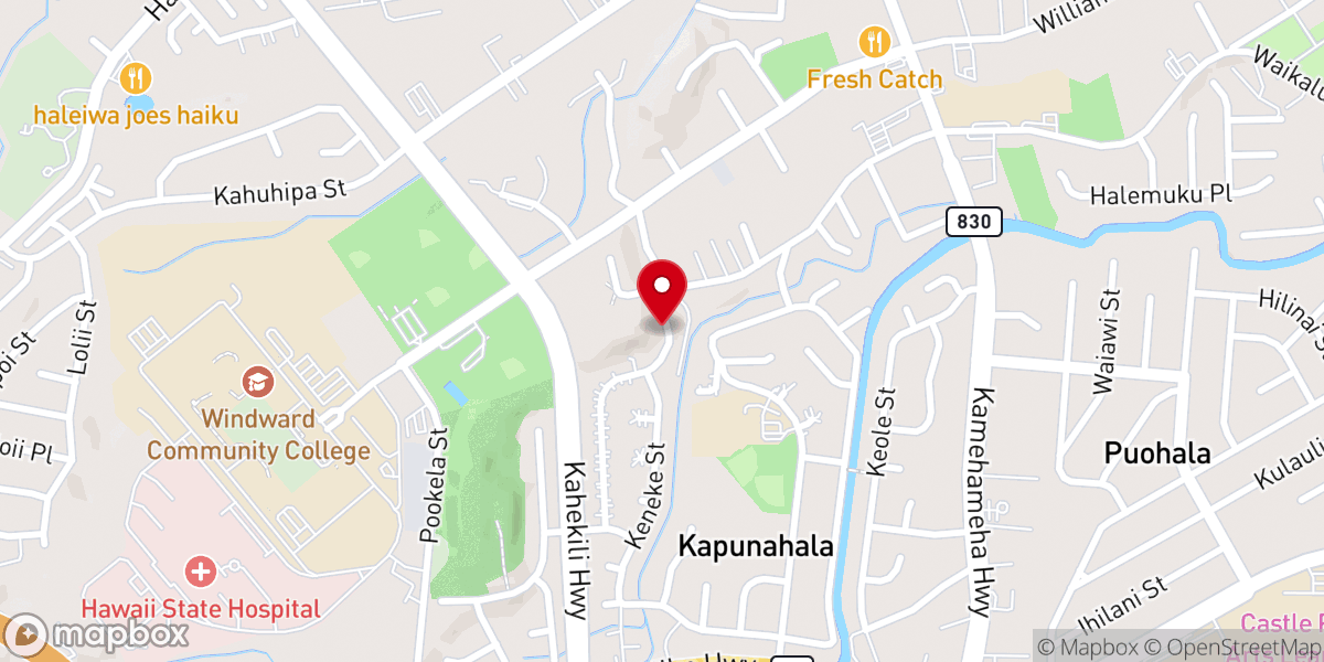 Map showing location of Kaneohe Door of Faith Church