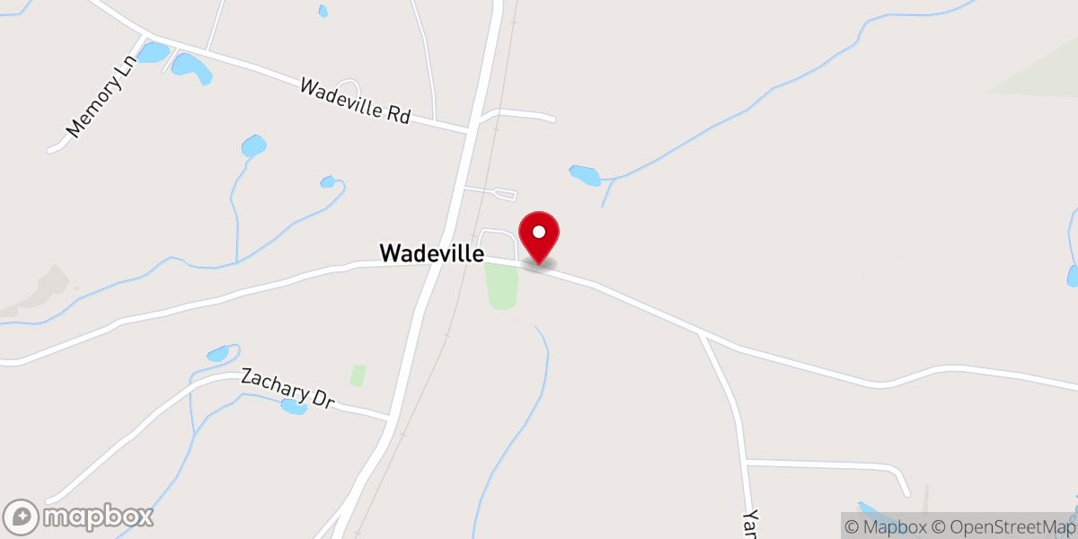 Map showing location of Wadeville Baptist Church