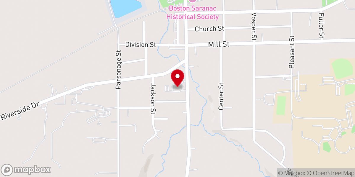 Map showing location of Saranac Community Church Food Pantry