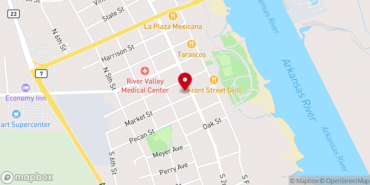 Map showing location of First Baptist Church