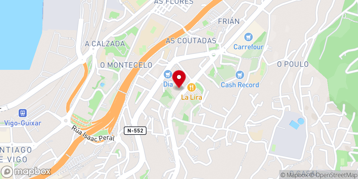 Map showing location of Iglesia del Santo Cura de Ars