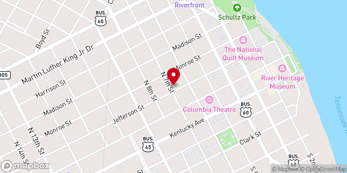 Map showing location of First Presbyterian Church
