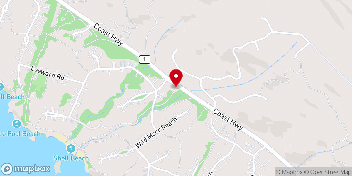 Map showing location of Shell Beach Parking