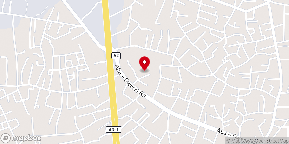Map showing location of The Redeemed Christian Church of God, Center for Excellence Young Adult and Youth Church Aba Abia State.