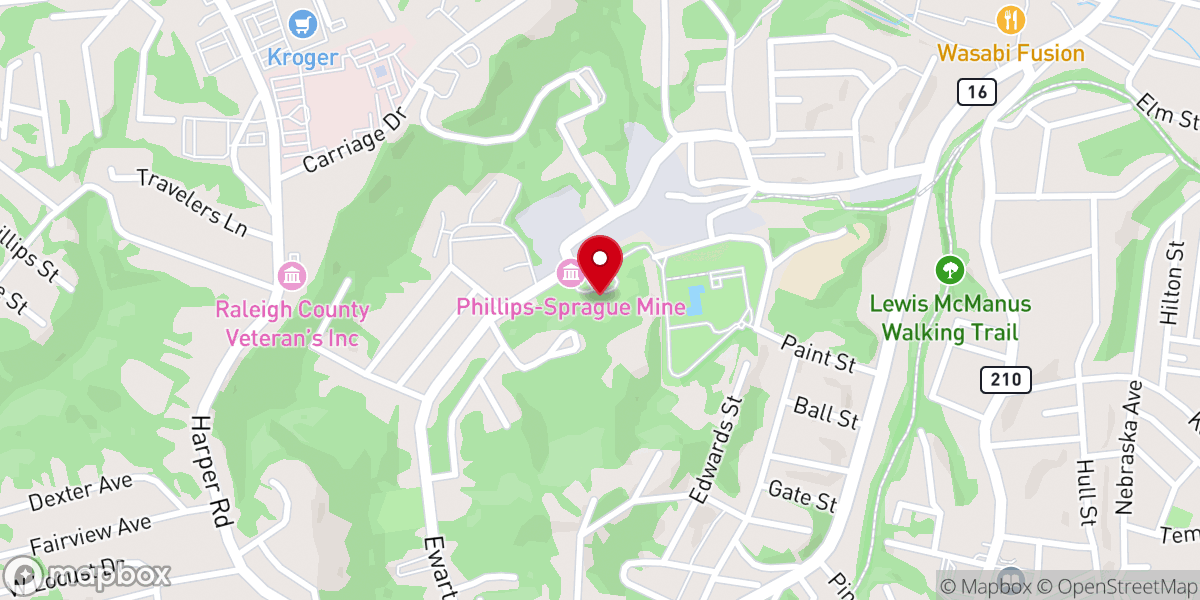 Map showing location of Beckley Exhibition Coal Mine
