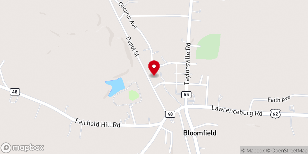 Map showing location of Bloomfield Church of God