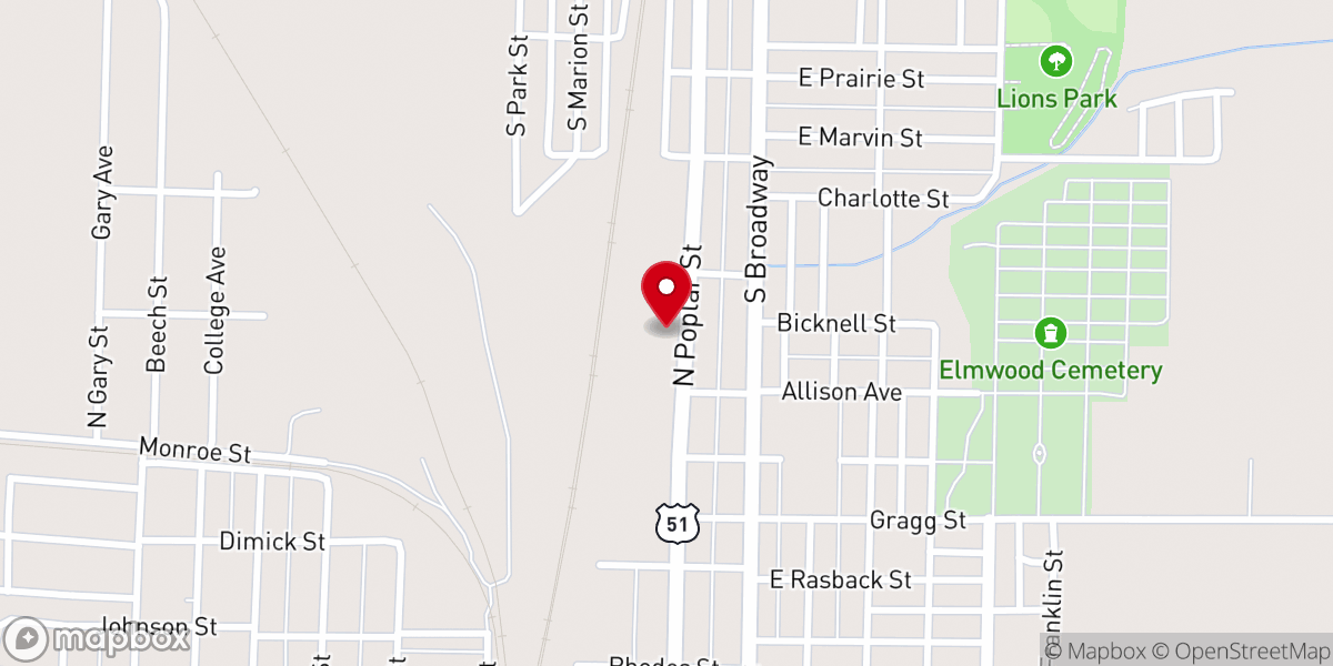 Map showing location of First General Baptist Church