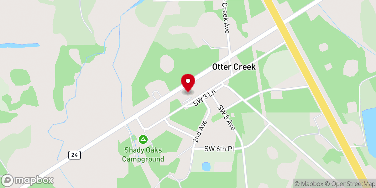 Map showing location of Otter Creek Baptist Church