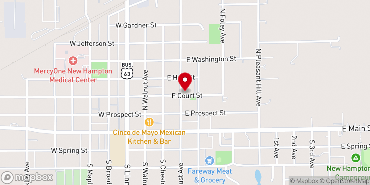 Map showing location of New Hampton Methodist Church