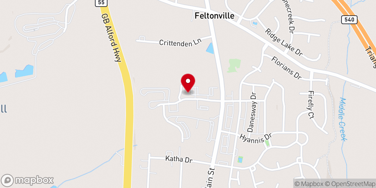 Map showing location of The Vineyard Church of Holly Springs