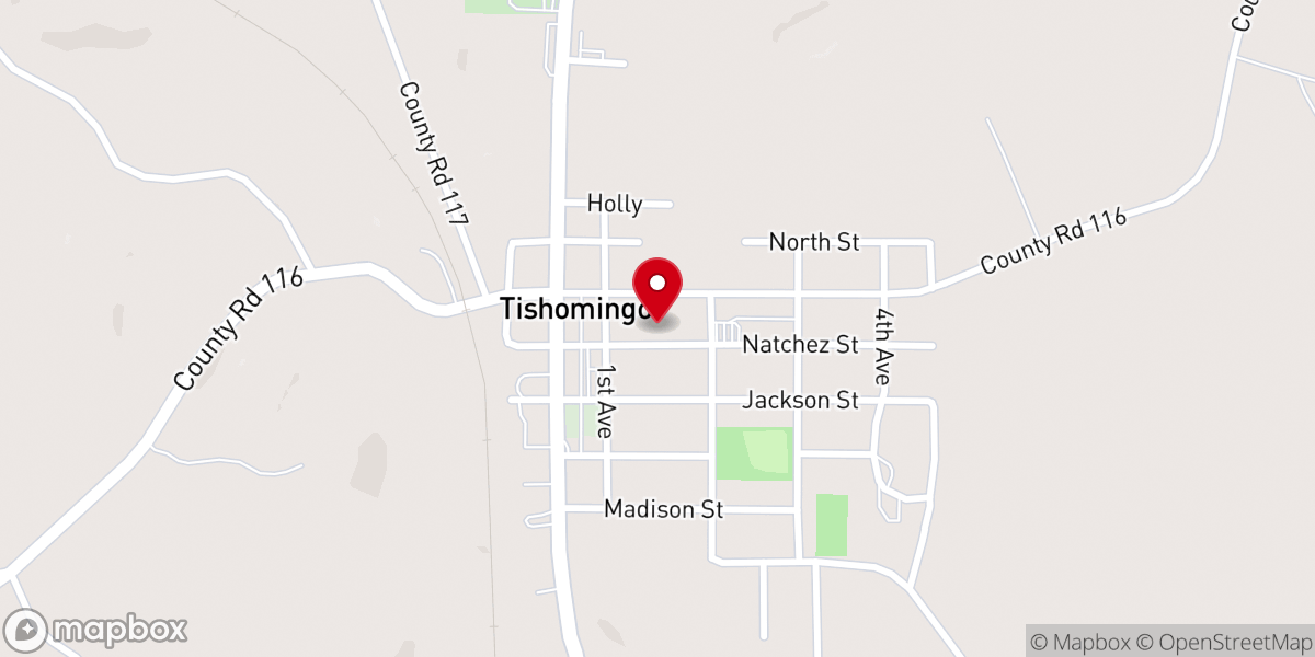 Map showing location of Tishomingo United Methodist