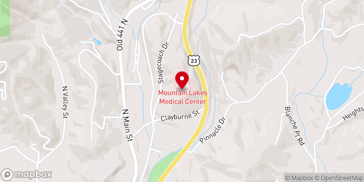 Map showing location of Mountain Lakes Medical Center