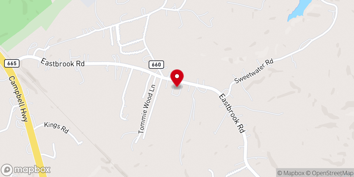 Map showing location of Eastbrook Baptist Church