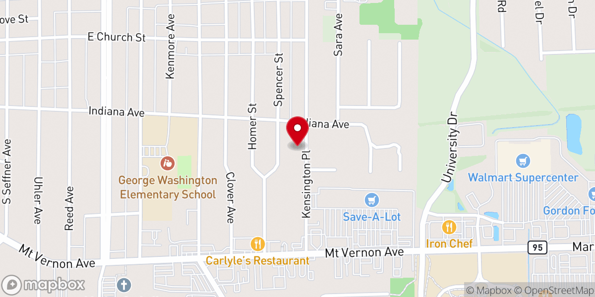 Map showing location of Kensington Church of the Nazarene