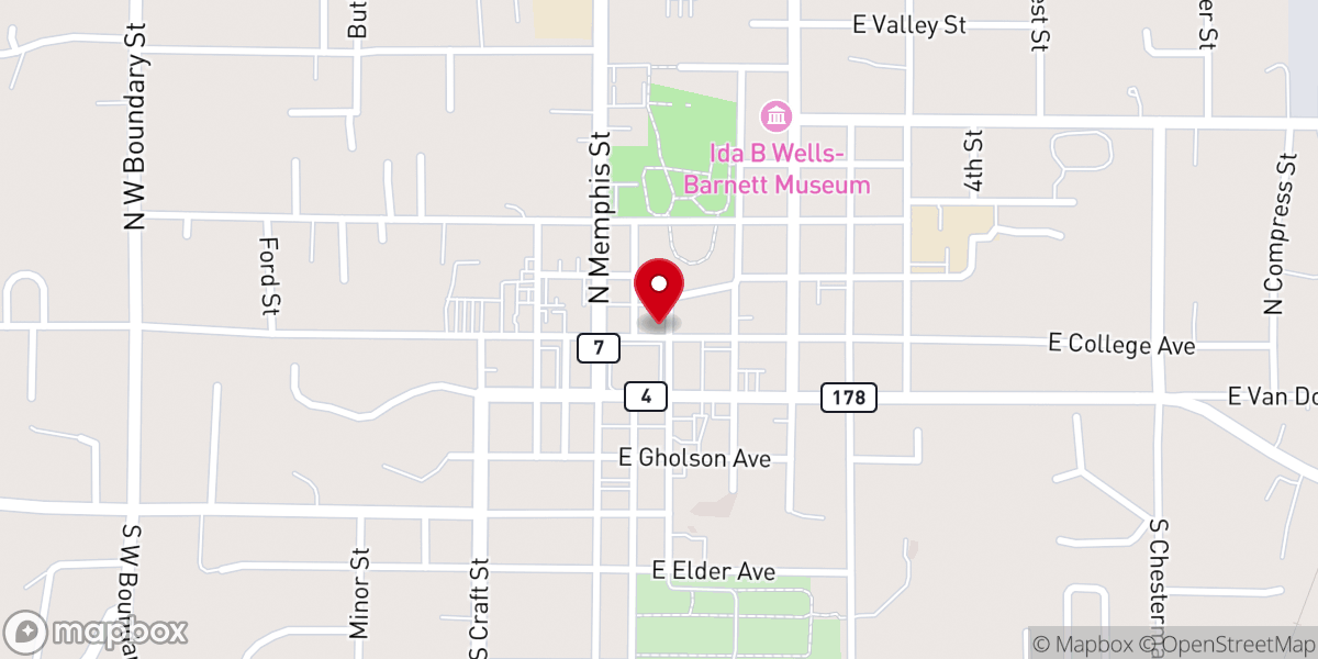 Map showing location of Southern Eatery