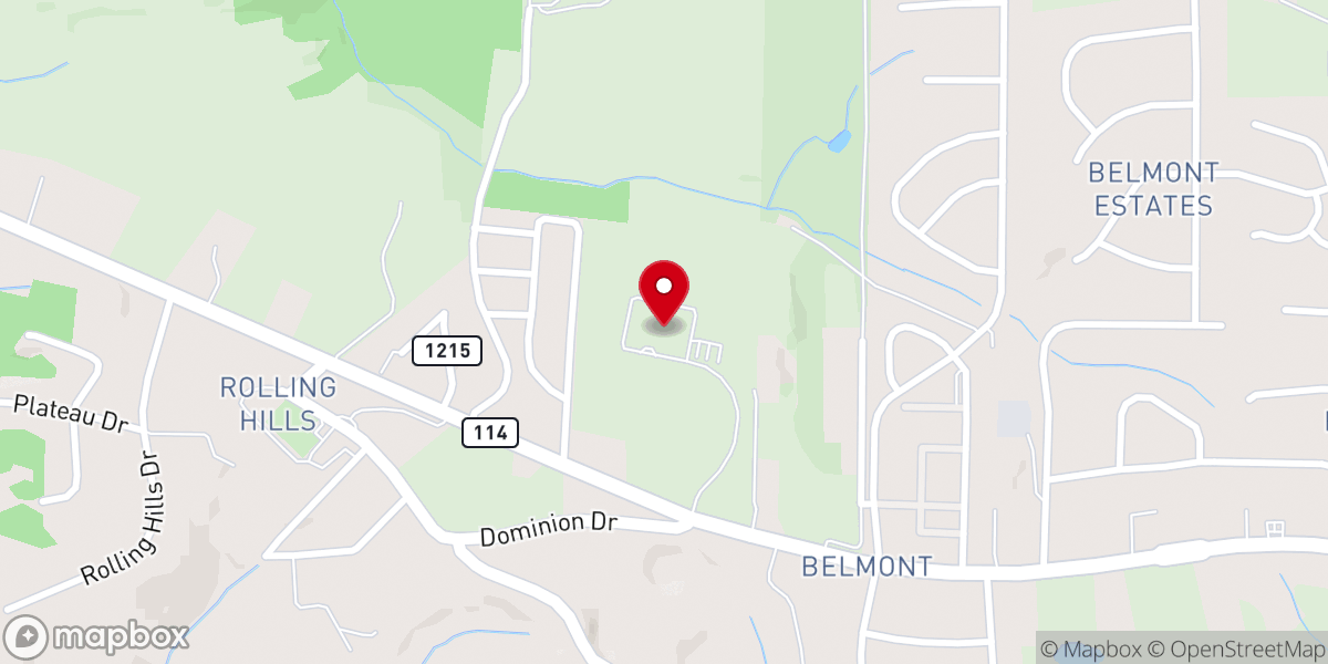 Map showing location of Belmont Christian Church