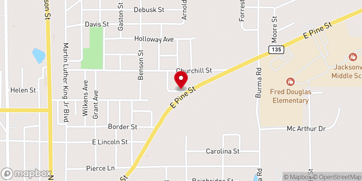 Map showing location of Benson Memorial CME Church