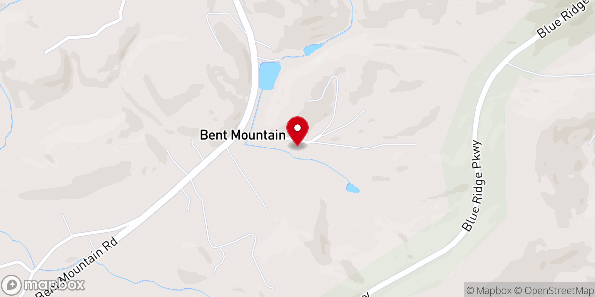 Map showing location of Bent Mountain Chapel