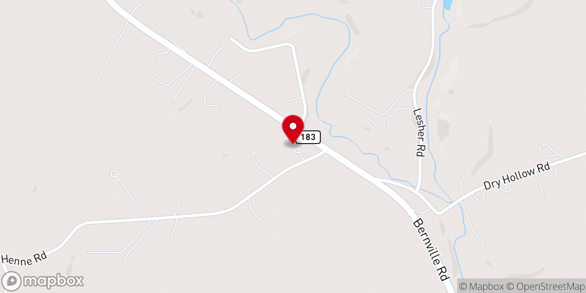 Map showing location of Bernville Mennonite Church