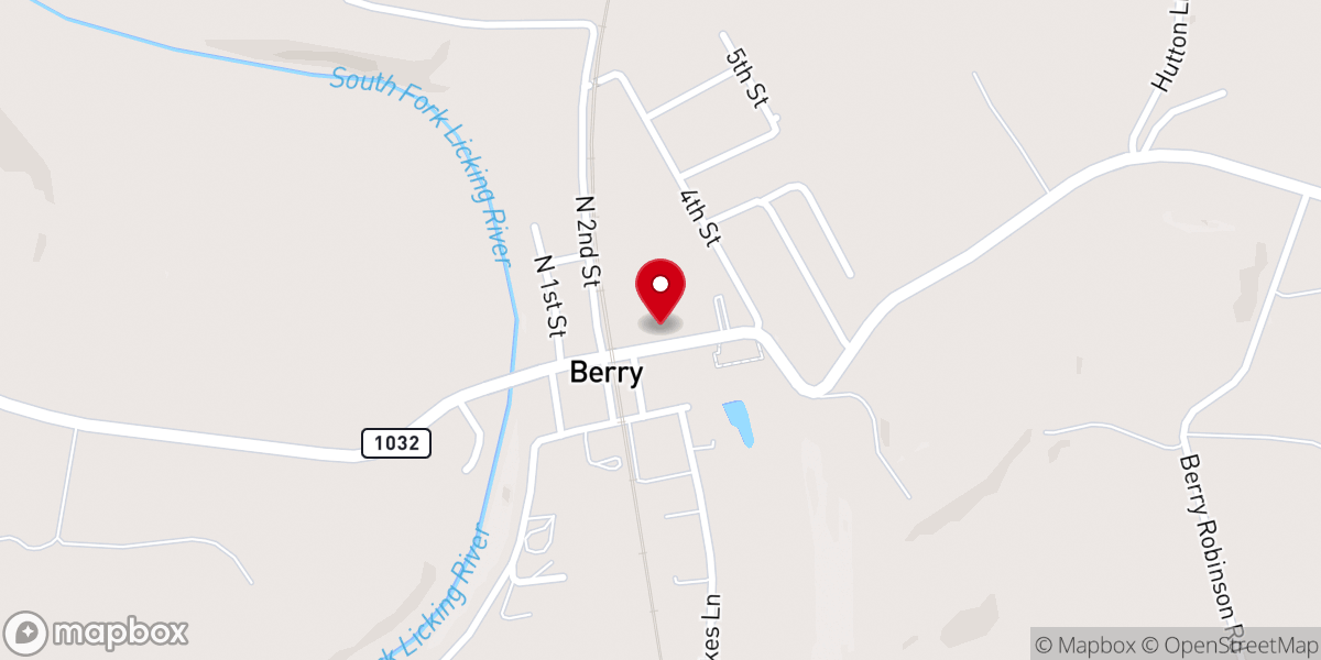 Map showing location of Berry Baptist Church