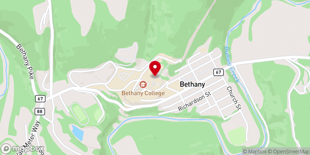Map showing location of Bethany College