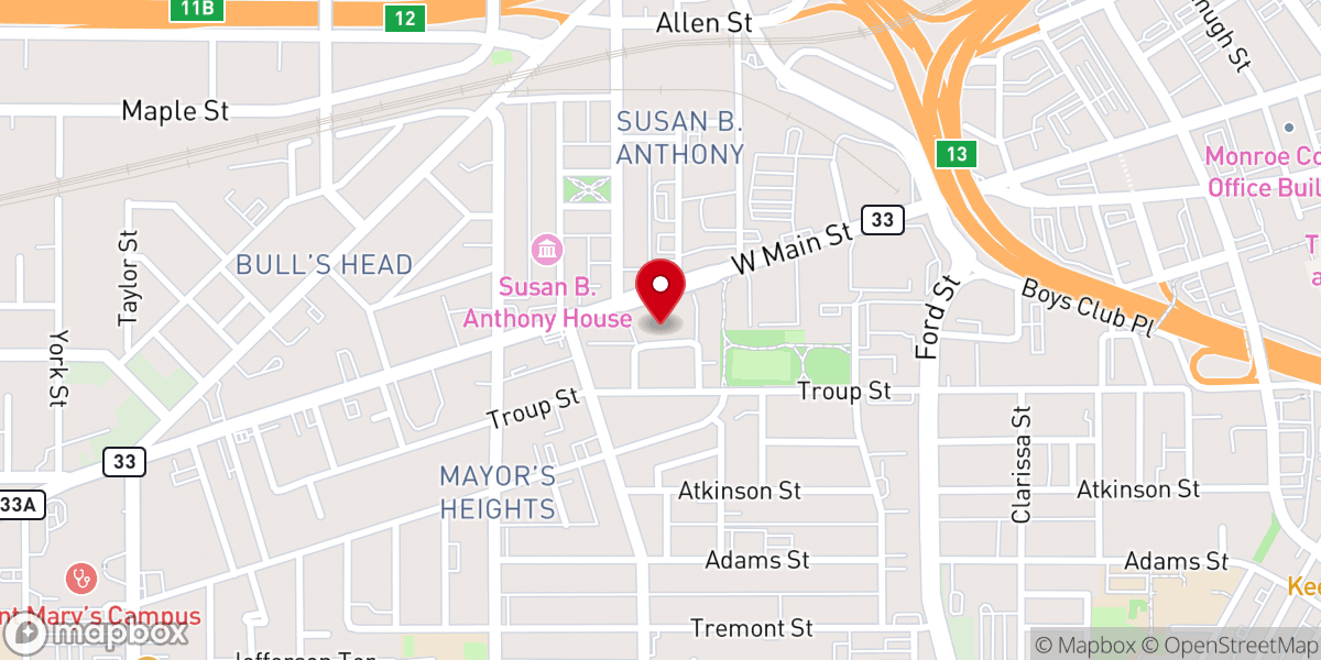 Map showing location of Bethany Spiritual Church of God