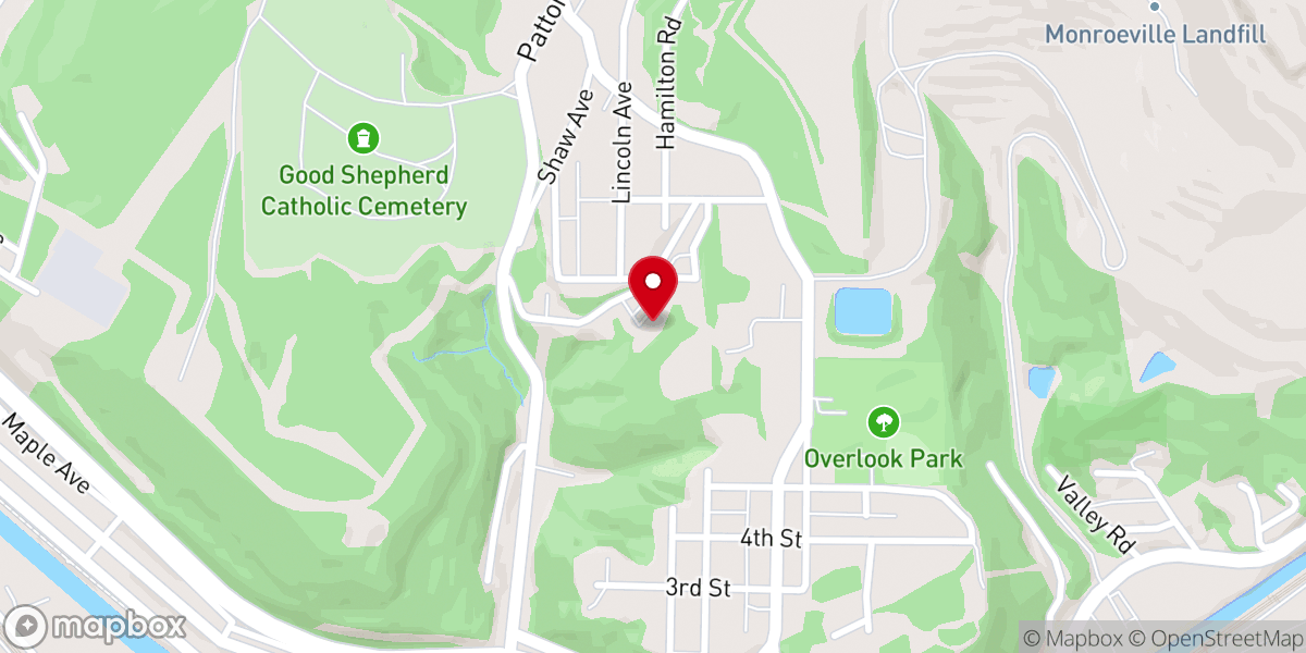Map showing location of Bethel AME Church of Monroeville