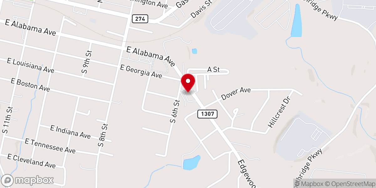 Map showing location of Beulah Land Baptist Church