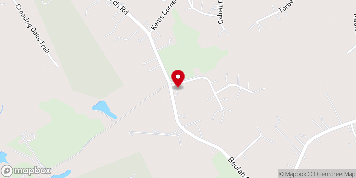 Map showing location of Beulah Presbyterian Church