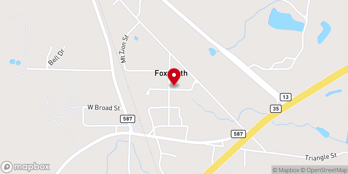 Map showing location of Foxworth First Baptist Church