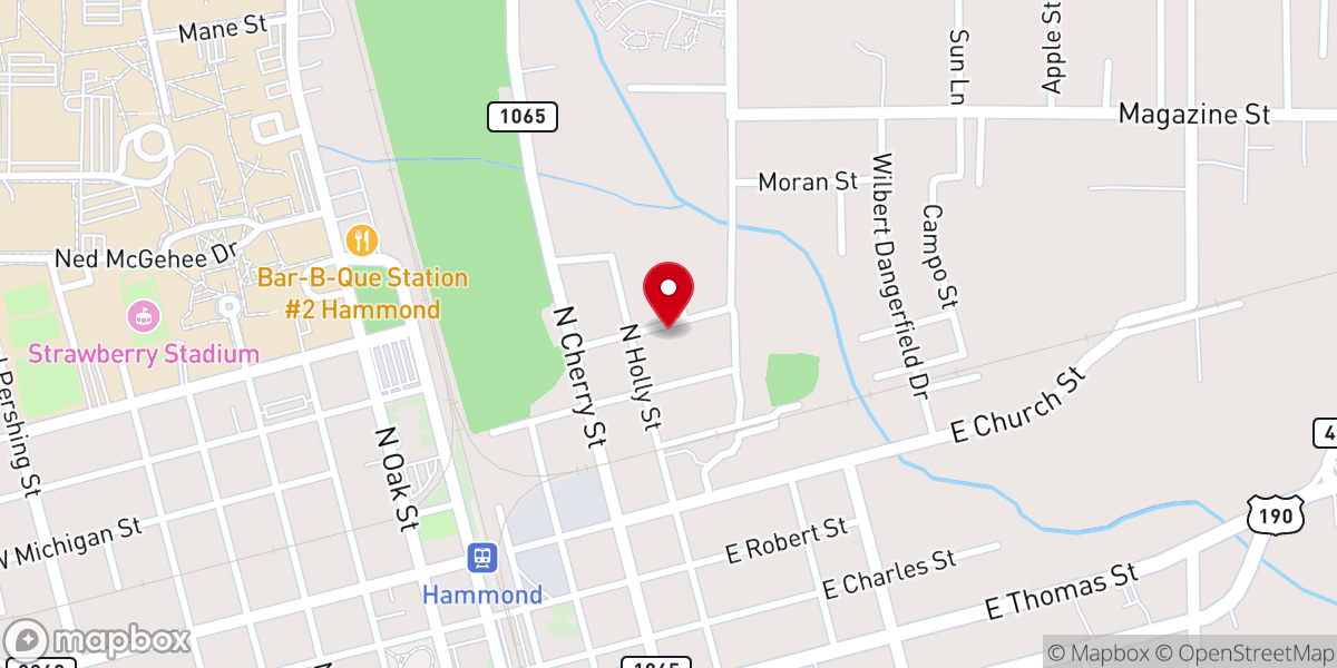 Map showing location of Saint Paul Baptist Church, Hammond, LA