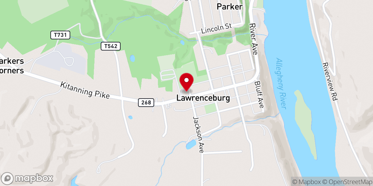 Map showing location of Parker Presbyterian Church