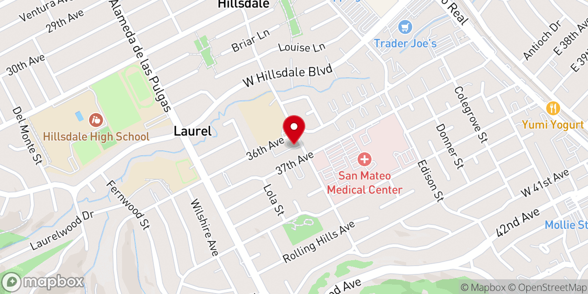 Map showing location of Hillsdale Methodist Church