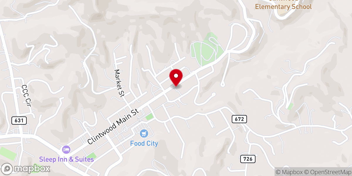 Map showing location of Clintwood Church of Christ